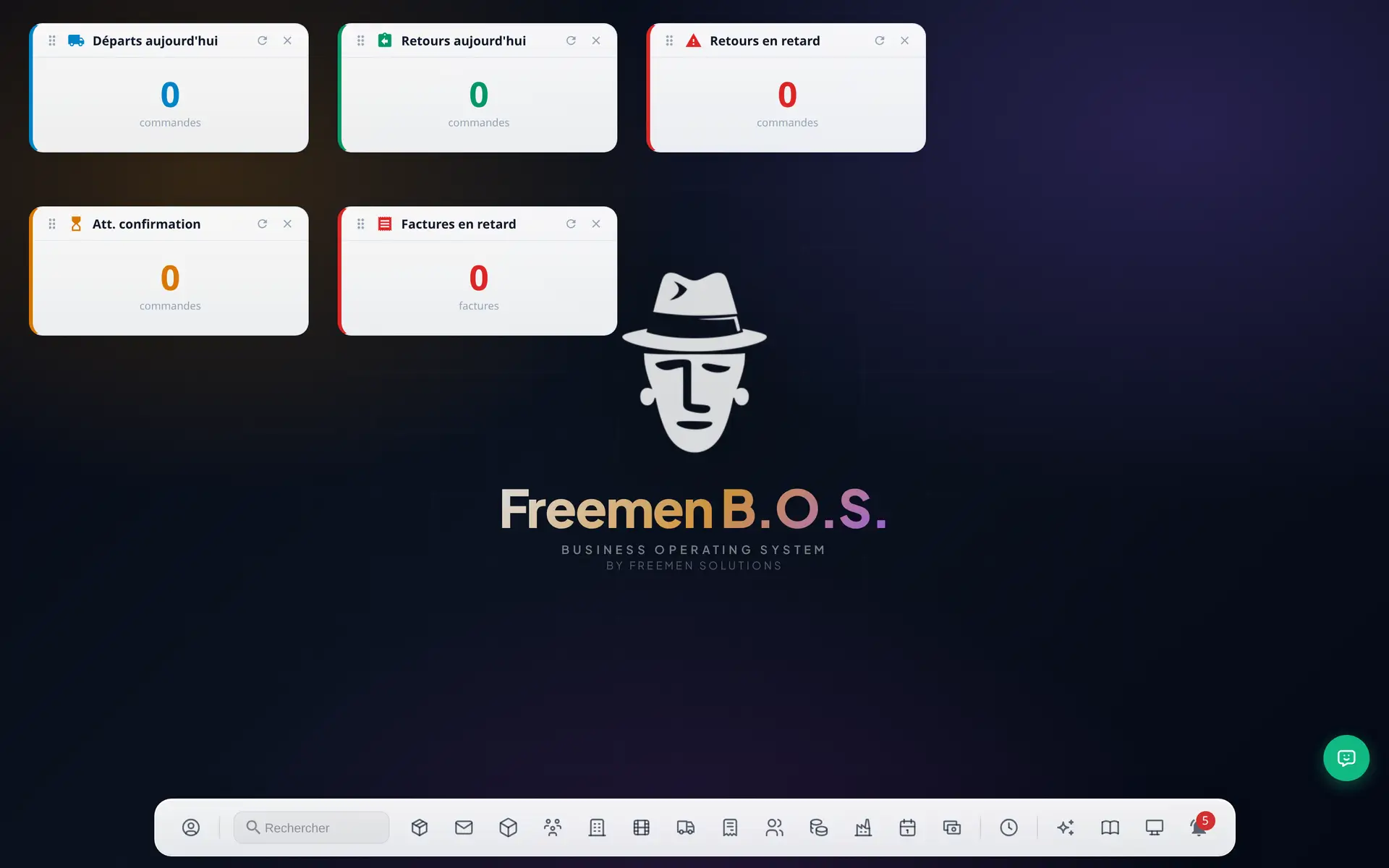 Tableau de bord du B.O.S. Freemen, après connexion.